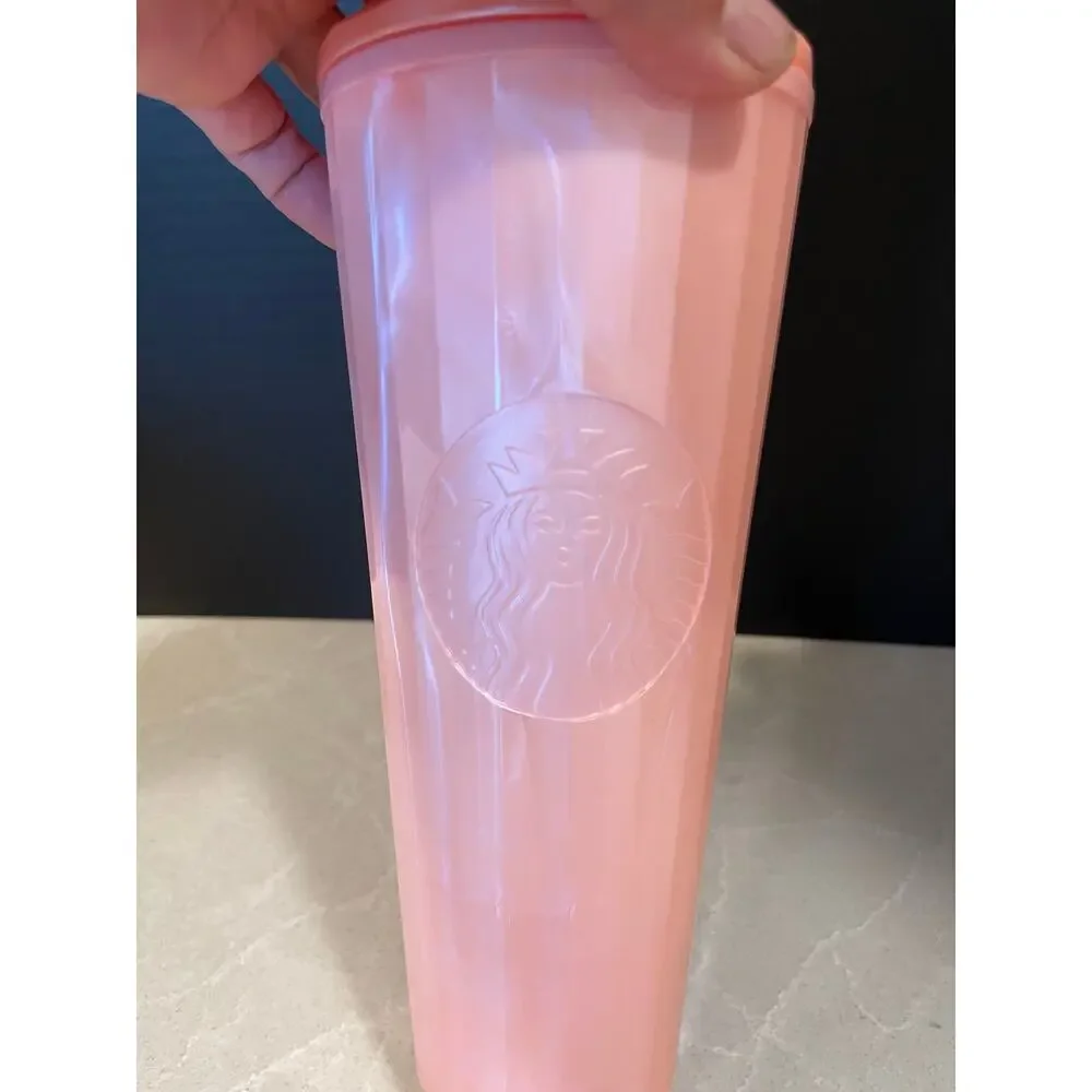Pink Starbucks cold cup tumbler with straw reusable cup 2021 summer edition new